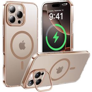 CASEKOO Desert Titanium for iPhone 16 Pro Case with Upgraded Lens Stand, Compatible with MagSafe, No.1 Anti-Yellow Tech, Military-Grade Protection, Magnetic Slim 16 Pro Case 6.3", Gold (for iPhone 16 Pro Case 6.3", Desert Titanium)