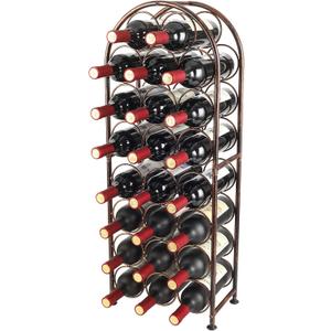 PAG 23 Bottles Arched Freestanding Floor Metal Wine Rack Wine Bottle Holders Stands, Antique Brown