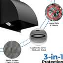 6 Inch Metal Dryer Vent Cover Outside, Heavy Duty Iron Exhaust Hood with Internal Damper, Detachable Cover & Fixed Mesh Screen for Dryer, Kitchen, HVAC, Black