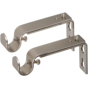 Ivilon Adjustable Brackets for Curtain Rods - for 1/2 or 5/8 Inch Rods. Set of 2 - Satin Nickel