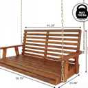 JONATHAN Y Natura 51" Slatted Wood 2-Person Hanging Porch Swing, Natural