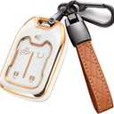 for Chevy Silverado GMC Sierra Key Fob Cover with Keychain, Premium Soft TPU Full Cover Protection Key Fob Case Remote Key Holder 5 Buttons (Ivory)