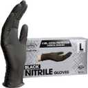 ForPro Professional Collection Disposable Nitrile Gloves, Chemical Resistant, Powder-Free, Latex-Free, Non-Sterile, Food Safe, 4 Mil, Black, Large, 100-Count