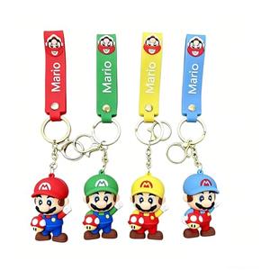 5 x Nuahyaz 4Pcs Cute Keychains, Super Brothers Keychain, Cartoon Bag Charms Car Keys, Party Favors for Boys and Girls