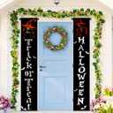 Halloween Door Banners 2pcs Trick or Treat and Halloween Sign 12x71 Inch Skeleton Witch Porch Banner Hallo ween Decorations Outdoor Front Door Entryway Hanging Gothic Decor