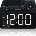 Digital Alarm Clock Radio with AM/FM Radio, Presets, Scan, Dual Weekday/Weekend Alarms, Snooze, Sleep Timer and Dimmable White LED Display for Bedroom, Living Rooms, Kitchens, Offices (White)