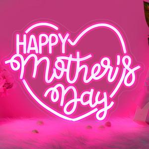 Retisee Large Happy Mother's Day Neon Signs Heart Light Up Happy Diwali Signs Wall Decor for Home Bedroom Living Room Mom's Birthday Gifts(Happy Mother's Day)