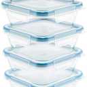 Snapware Total Solutions (5-Pack, 4 Cup) Glass Food Storage Containers Set, Airtight & Leakproof Locking BPA-Free Lids, Freezer Dishwasher Microwave Safe (10 PIECE)