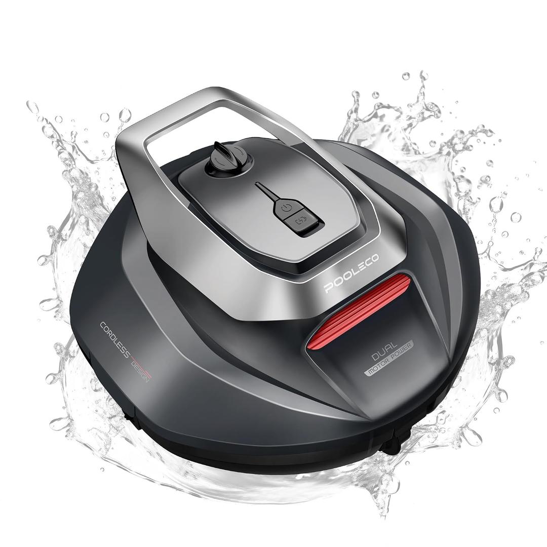 Robotic Pool Cleaner, Pool Vacuum for Above & In-Ground Pool, Dual-Motor Suction, 90Mins Runtime Automatic Self-Parking, 2.5h Fast Charging, Up to 850 Sq.ft, Pooleco S110