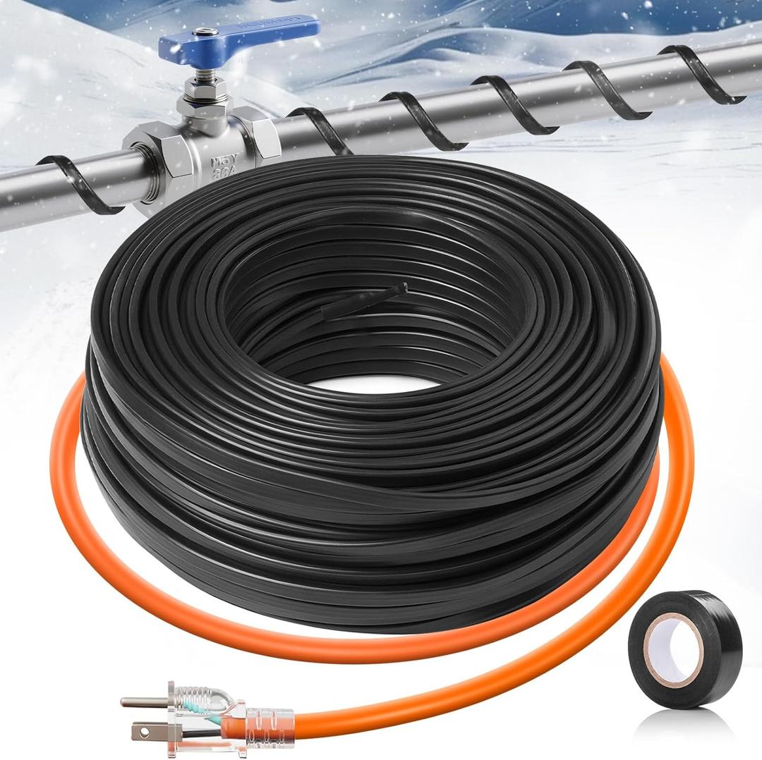 40FT3FT-200FT Pipe Heating Cable for Pipe Freeze Protection, Heat Cable for Water Pipes(Metal and Plastic), Pipe Heat Tape Keeps Water Flowing at -40F 5w/ft, 120V Plumbing fixture