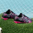 DREAM PAIRS Boys Girls Soccer Cleats Youth Firm Groud Athletic Outdoor Trainning Football Shoes for Little/Big Kid,Size 13.5 Little Kid,Black/Hot Pink,HZ19003K