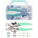 LZBRDY Professional 3mm & 5mm Eyelet Punch Pliers Kit with 160pcs Grommets with Silicone Grip for Leather, Fabric, Tarpaulin, Signs, Banners, DIY Craft Projects