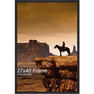 A PLUS MAX 27x40 Picture Frame, Black Engineered Wood Frame for 27 x 40 Inch Picture Poster Photo, Light Weight 27 by 40 Frame with Wood-grain for Wall - 1 Pack/Black/27 x40