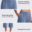 G4Free Smoofit Capri Pants for Women Wide Leg Yoga Pants High Waist Summer Travel Casual Pants with Pockets (Blue, S)