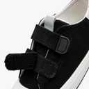 Toddler Low Top Canvas Sneakers Adjustable Straps Boys and Girls Slip on Shoes (Black)