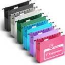 Plastic Hanging File Folders Letter Size,Heavy Duty 3 Inch Expansion Folder,6 Pack Reinforced Expanding File Folder,Extra Capacity Accordian Pocket,Colored Hanging Folder Organizer for Home Office (Multicoloured)