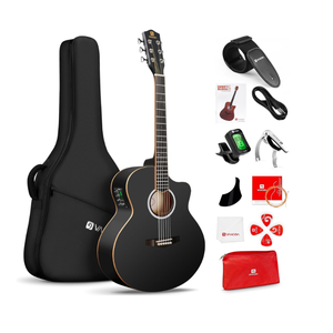 Vangoa 3/4 Electric Acoustic Guitar Kit for Beginner, Spruce Top, 4-Band EQ
Built-in tuner & truss rod, 36" small size, sapele back & sides, low-action, complete accessories, padded gig bag, right hand