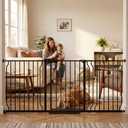 TSAYAWA 62.2"-71.65" Extra Wide Auto Closing Baby Safety Gate for Stairs & Doorways, Pressure Mounted No Drill Pet Gate with Walk-Through Door - Heavy Duty Childproof Gate for Toddlers, Kids, Dogs (Black)