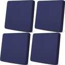 Newwiee Set of 4 Stretch Patio Cushion Covers Sofa Couch Seat Chair Slipcovers Cushion Cover Replacement Furniture Protector for Pets Washable(Navy Blue,Seat Cover,Solid)