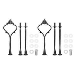 uxcell 2 Set Cake Tray Stand Handle Cupcake Dessert Plate Hardware Fitting Holder Rod Stand Handle for Cake Stand Wedding Party, 3-Tiers Mini Crown Black