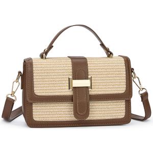 Straw Crossbody Purses Bags for Women, Summer Leather Shoulder Bag