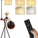 ROTTOGOON Floor Lamp with Table, End Table Lamp with Remote Control and Charging Station(USB A & Type-C & AC Port), 4 Color Temperatures, Floor Lamps for Living Room, Bedroom and Home Office,Black