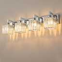 Modern Bathroom Vanity Light 4-Lights Chrome Crystal Wall Lamp Bathroom Modern Crystal Vanity Lighting