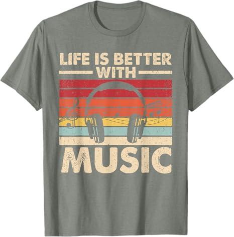 Life is Better with Music Lover Teen Girls Boys Musician T-Shirt, M