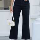 PEIHOT Wide Leg Jeans for Women High Waisted Straight Leg Stretchy Jeans Seamed Paneling Denim Pants Fall Black (Black)