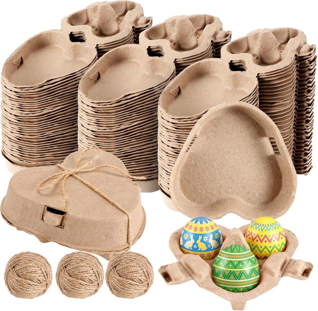 96 Pcs Heart Shaped Egg Carton for Valentine's Day & Easter, Reusable Egg Cartons Holds 3 Eggs, Bulk for Home Kitchen Baking Storage (96)