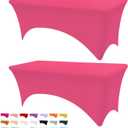 Table Covers for 6 Foot Tables, 2 Pack Fuchsia Washable and Wrinkle Resistant Stretch Tablecloths Rectangle 6ft for Events, Wedding, Banquets, Parties (72" x 30" (Rectangular) 2Pack)