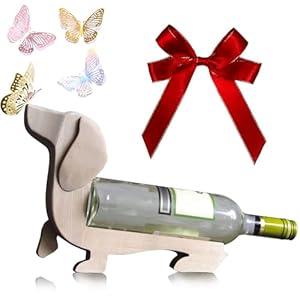 ALCEDIA Dachshund Gifts for Women and Loved Ones. Solid Wood Dachshund Wine Bottle Holder. Dog Mom Gifts for Women. Dachshund Decor Wine Holder. Weiner Dog Gifts for Women. (Natural)