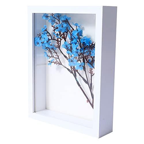 KAPIX Small Shadow Box 4x6 Picture Frame with HD Plexiglass Deep Wood Memory Box Display case for Flowers,Ticket,Memorabilia,Keepsake,Medal,Art and Photos,White