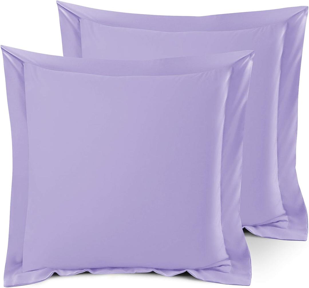Nestl Soft Pillow Shams Set of 2 - Double Brushed Microfiber Pillow Covers - Hotel Style Premium Bed Pillow Cases, with 1.5 Decorative Flange, Euro 26"x26" - Lavender