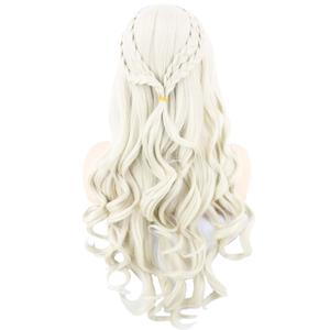 Women Wigs Beige Long Curly Wavy Cosplay Halloween Costume Party Wigs