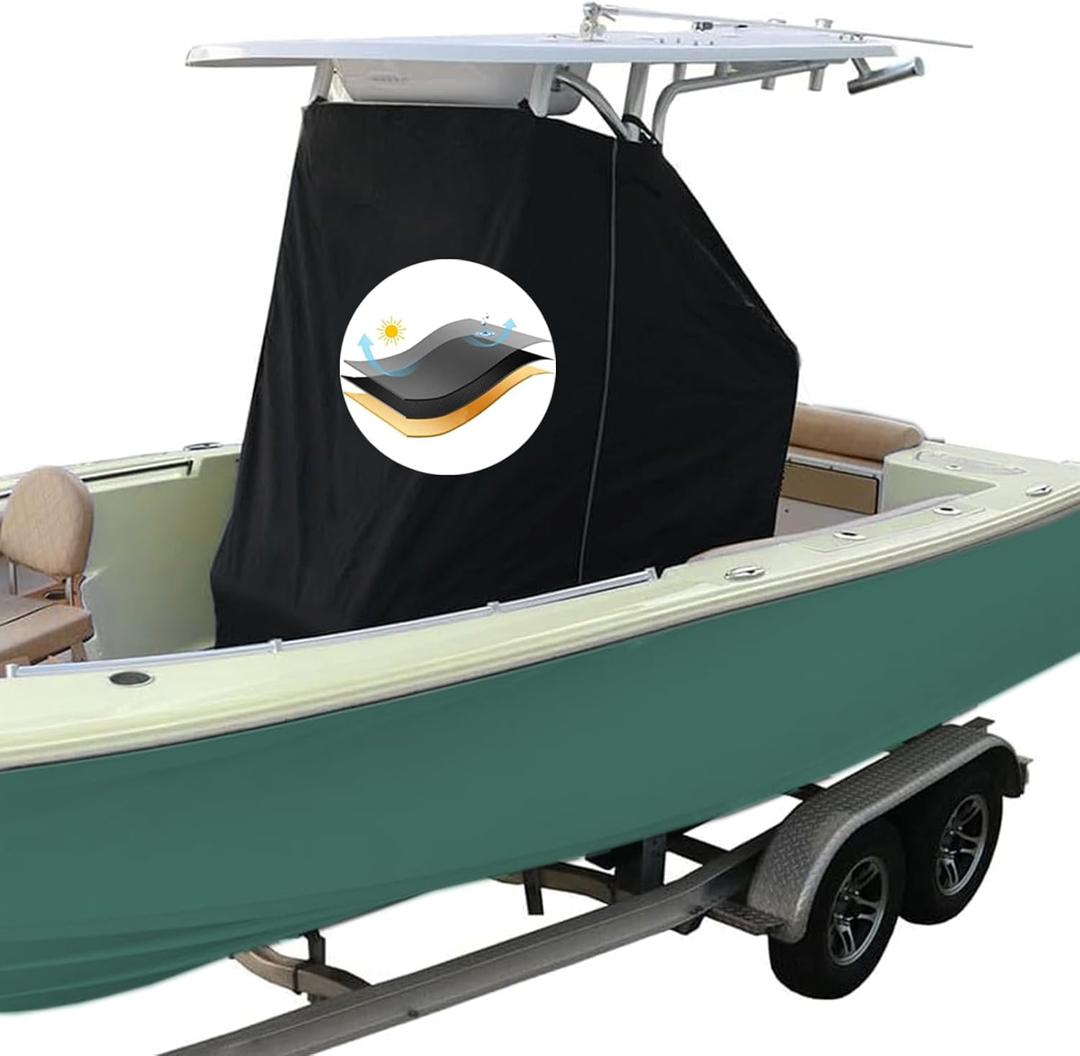 Universal T-Top Center Console Cover for Boat, Protecting Boat Center Console and Helm Seat, Heavy Duty T Top Boat Cover, Large Size up to 82" L 54" W 72" H (82L x 54W x 72H)
