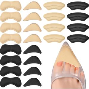 12 Pairs Shoe Filler Shoe Inserts for Women Too Big Self-Adhesive Heel Grips Liner Cushions to Fix Shoes Too Big for Men Prevent Heel Pain Blisters (Skin Color, Black)