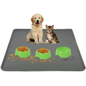 TidyFriend Silicone Pet Food Mat 28 x 30 Inches, Pet Tray for Food and Water, Dog Food Mats, Silicone Cat Food Mat, Non Slip Pet Food Mat, Dog Bowl Mat Waterproof, Pet Supplies (Dark Grey)