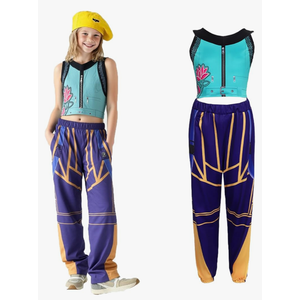 Girls Demon Hunter Pop Singer Rumi Mira Zoey Costume for Girls Halloween Party Cosplay Dance Stage Outfit Set Size 130