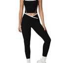 Womens Workout Sets Two Piece Spaghetti Straps Back Tank Top Matching Tummy Control High Waist Leggings Set 2 Piece For Women Gym Yoga Active Wear Outfits Athletic Work Out Set Color Block S V-Black