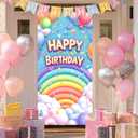 BlissYard Birthday Door Cover 71x35 Inch Rainbow Birthday Door Banner Background for Party Decorations Balloons Confetti Backdrop Sign for Boys Girls Kids Photo Booth Prop Wall Decor