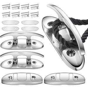 Boat Folding Cleats, Marine Grade Stainless Steel 316 Boat Cleats Pack of 4, Installation Accessories Included