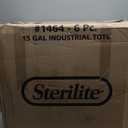 Sterilite 6-Pack Industrial Tote, Plastic Storage Bins with Lids, 15 Gallon, Black - Heavy-Duty Organizing Containers for Closet, Bathroom, and Office