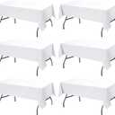 6-Pack White Tablecloths for Rectangle Tables, 60 x 102 Inches, Stain-Resistant Polyester Fabric for 6 Foot Tables - Washable Table Covers for Weddings, Banquets, Birthday, Parties, Events