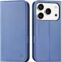 SHIELDON Case Wallet for iPhone 17 Pro 6.3" 2025 | Genuine Leather | Flip Magnetic Closure | RFID Blocking Credit Card Holder | Kickstand | Full Protection Cover | Wisteria Purple