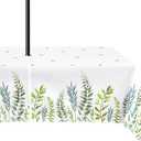 youleyar Outdoor Tablecloth with Umbrella Hole and Zipper - 60x120 Inch Printed Leaf Pattern Spring/Summer Table Cloth Waterproof Zippered Rectangle Table Cover for Picnic, Party, Patio, BBQ