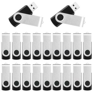 Bulk Flash Drives 2GB, 20 Pack USB Stick Flashdrive 2.0 Thumb Drive Portable Jump Drives Multipack Zip Drive, Swivel USB Storage Flash Drive Memory Photo Stick Pendrive for Data Transfer and Backup