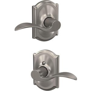Schlage F10 ACC 619 CAM Accent Door Lever with Camelot Trim, Hall & Closet Passage Lock, Satin Nickel