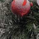 9FT Pre-lit Flocked Snow Christmas Garland, Berries and Bows and 50 Lights, Plug in, Holiday Decoration Fireplace Stairs Mantle Door Indoor Outdoor