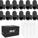 Aikzik 12 Pcs Towel Hooks with 16 Removable Strips, Black Hooks for Walls No Damage, Adhesive Wall Hooks for Bathroom, Kitchen, Shower Hooks for Inside Shower, Stainless Steel Sticky Hooks for Hanging